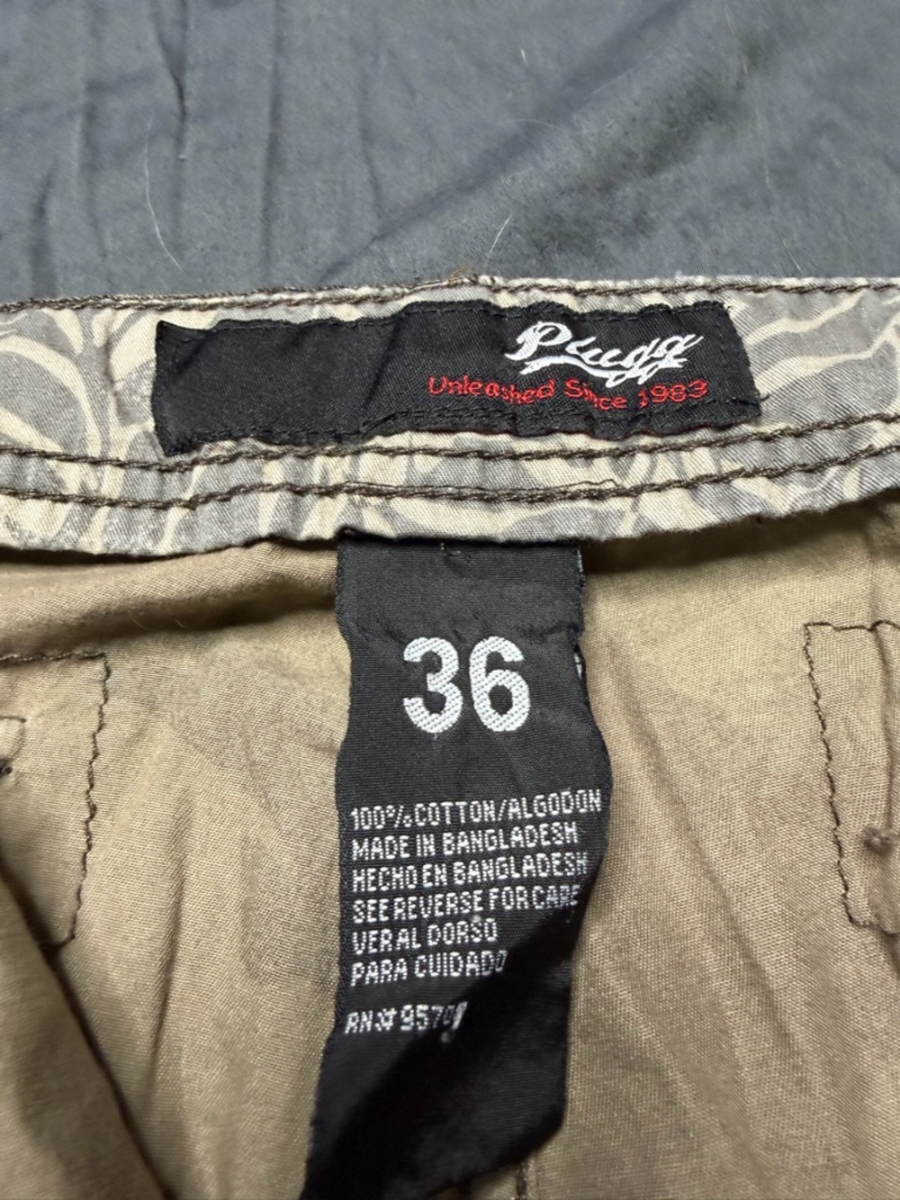 Plugg Men’s Camo Cargo Shorts in Brown and Tan - Picture 2 of 4